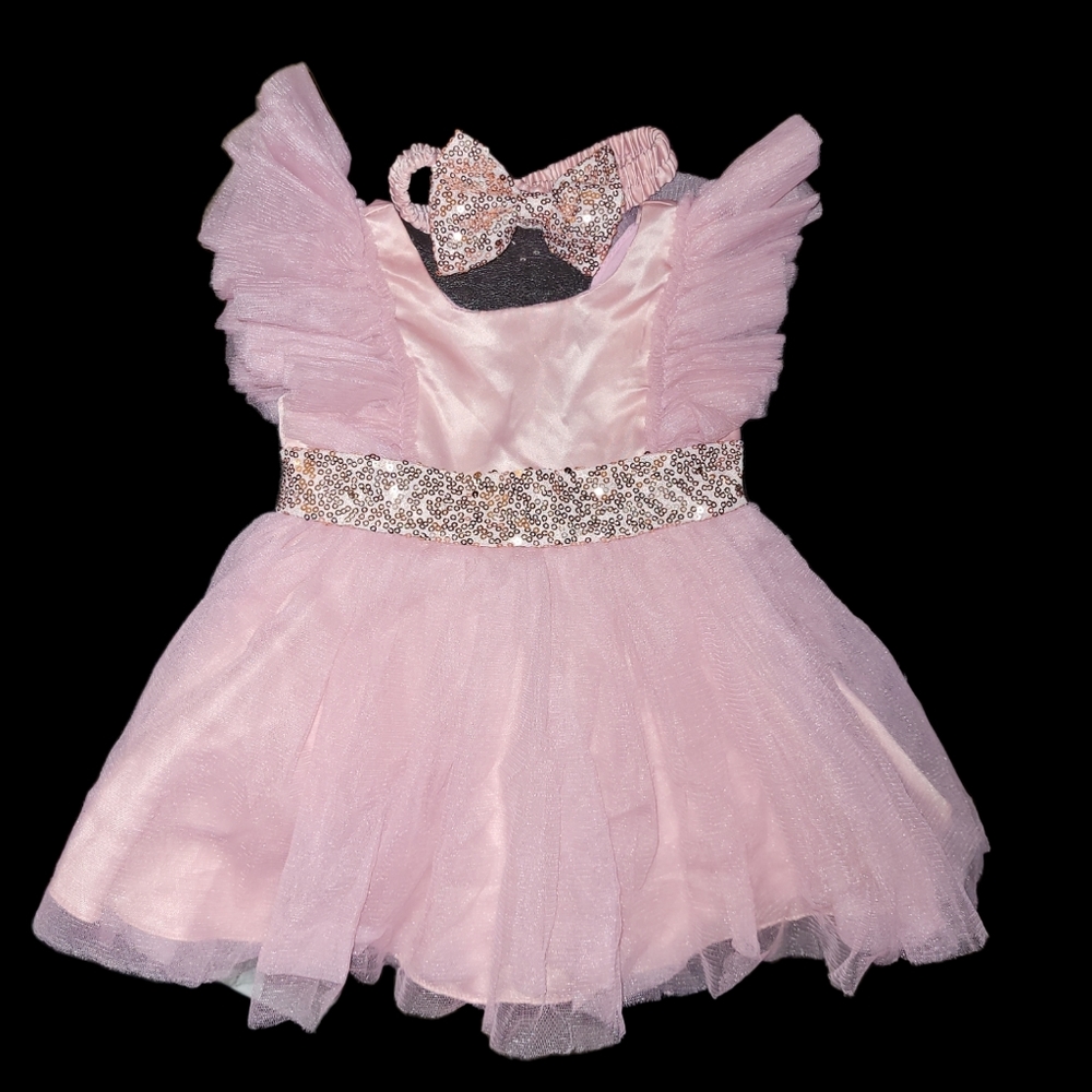 Kids Pink And Silver Sequins Tutu Dress 18-24 Months